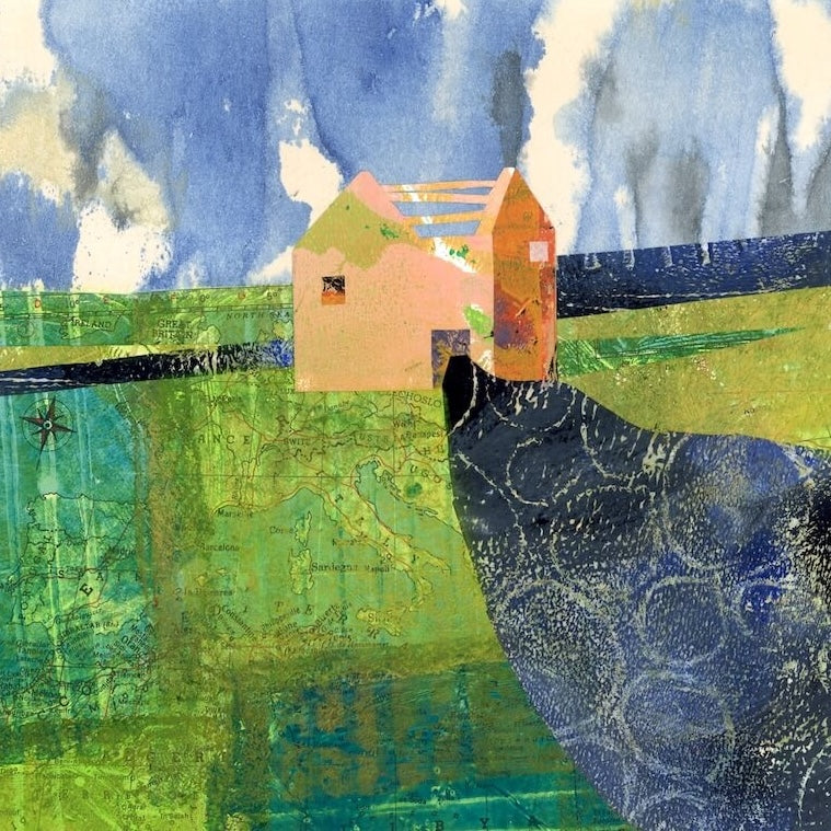 Abstract Yorkshire landscape with geometric shapes and patterns